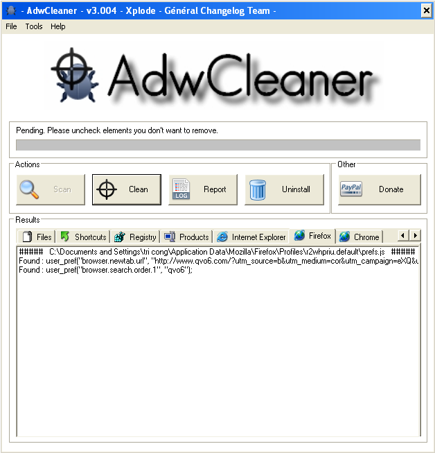 AdwCleaner Cách gỡ bỏ hoàn toàn Qvo6 khỏi trình duyệt firefox và trên các trình duyệt